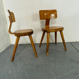 Vintage set of 2 mid century modernist beech Children's Chairs 1950s