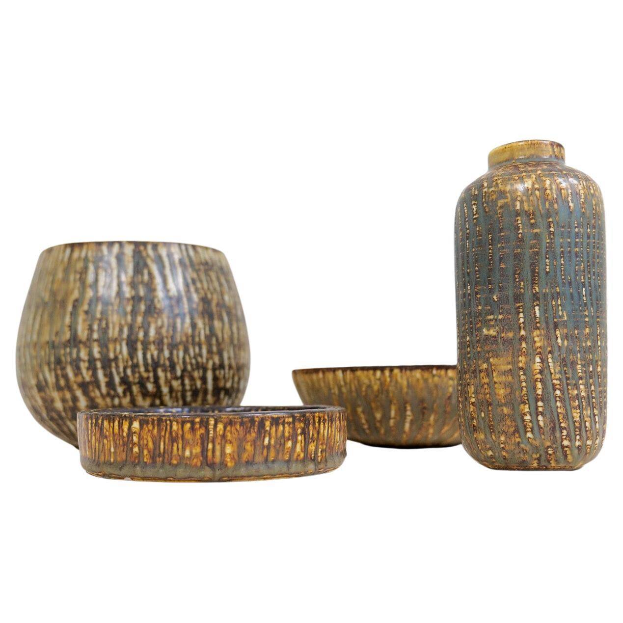 Modern Ensemble from the Mid-Century of 4 Ceramic Pieces Rubus Gunnar Nylund Rörstrand, Sweden