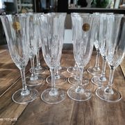 Set of 12 vintage Italian crystal champagne flutes Capri model with original boxes