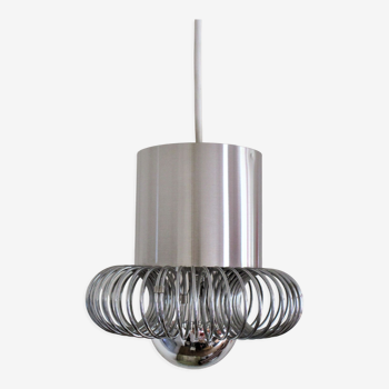 Philippe Rogier stainless steel pendant lamp for Oxar design gallery 70s