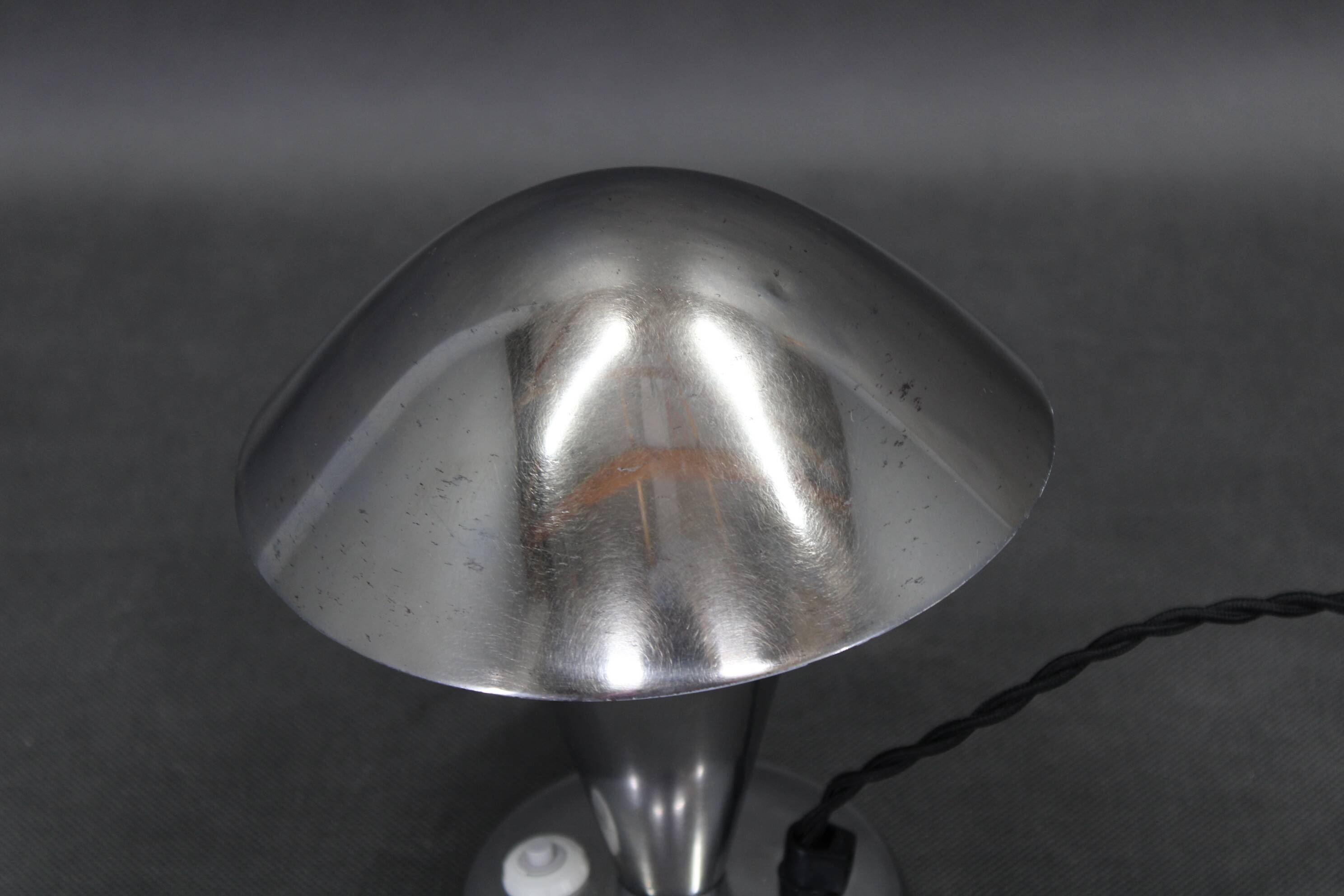 Bauhaus adjustable chrome mushroom table lamp, Czechoslovakia, 1930s
