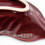 2 red and gold ceramic leaf-shaped bowls - Verceram France - vintage year