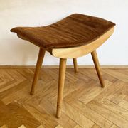 1970's Mid-Century Modern Beechwood Stool with New Upholstery