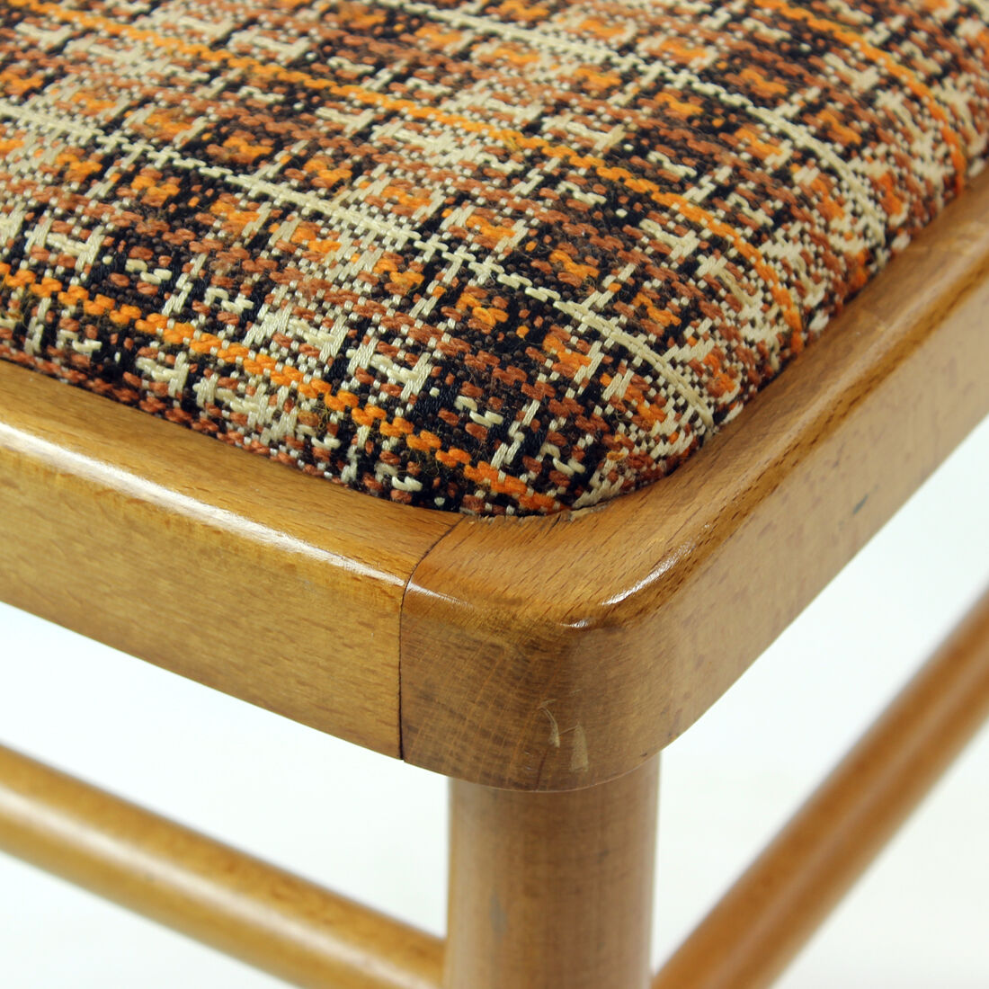 Chaises de salle à manger du milieu du siècle en chêne et tissu, tonne tchécoslovaquie, ensemble de 4