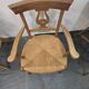 Pair of antique lyre-shaped armchairs – woven straw seats