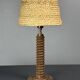 Midcentury French brutalist wood turned table lamp, Charles Dudouyt style