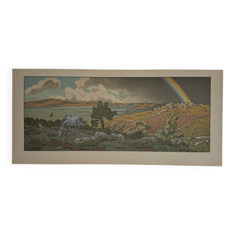 Lithograph by Henri Rivière The Magic of the Hours - The Rainbow