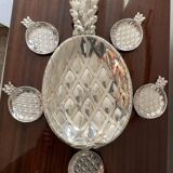 Pineapple cup series and 5 silver metal bowls