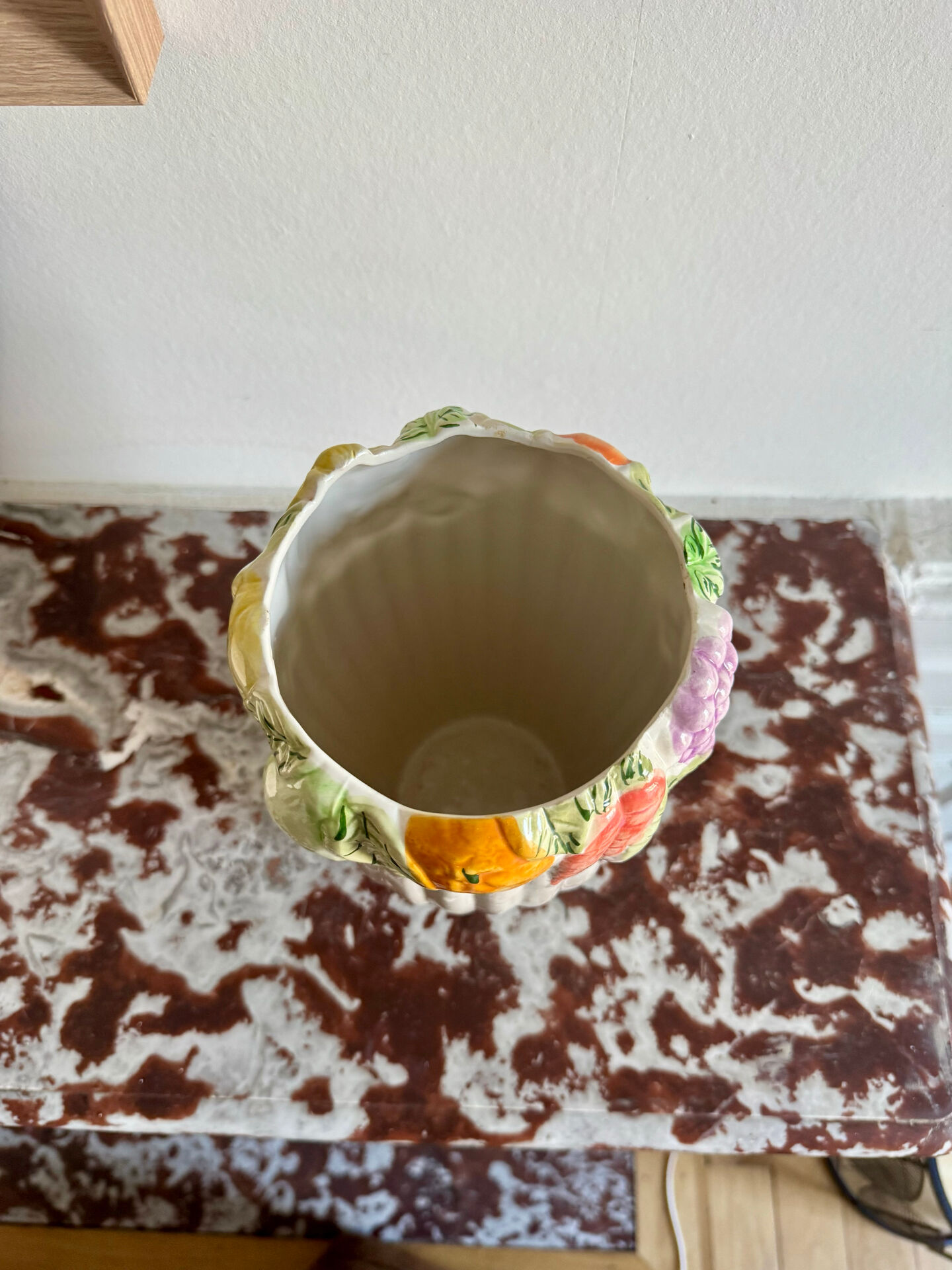 Slipware vase with fruit decoration