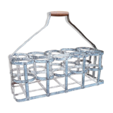 Large old zinc bottle basket