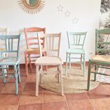 Set of 6 pretty patinated chairs