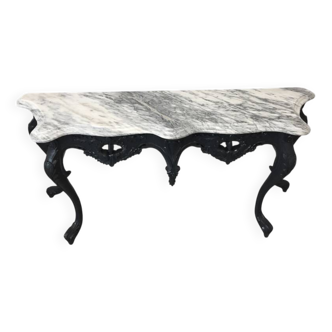 Anthracite wooden console with marble top