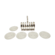 6 glass coasters and silver metal holder