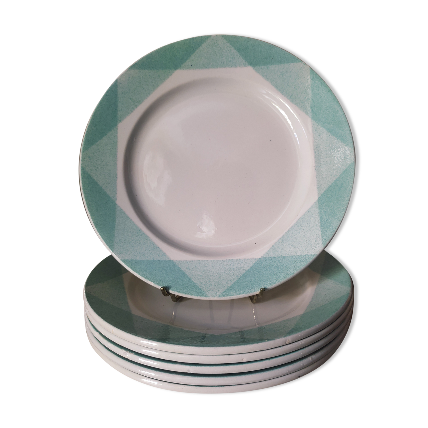 6 retro dessert plates in earthenware