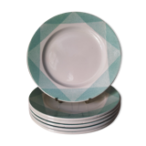 6 retro dessert plates in earthenware
