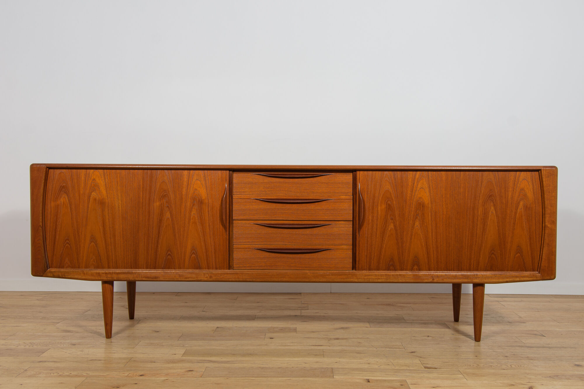 Mid-Century Large Teak Tambour Door Sideboard, Denmark, 1960s