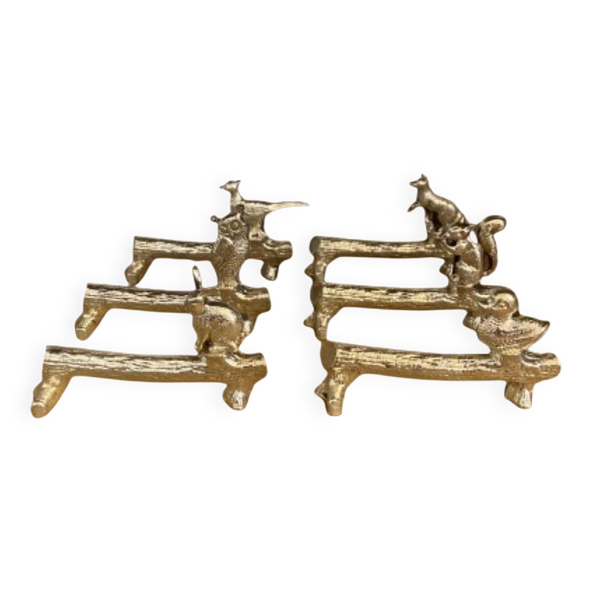 Lot de 6 porte-couteaux vintage en métal argenté – Décor animaux sur b