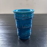 Vase bleu en raku