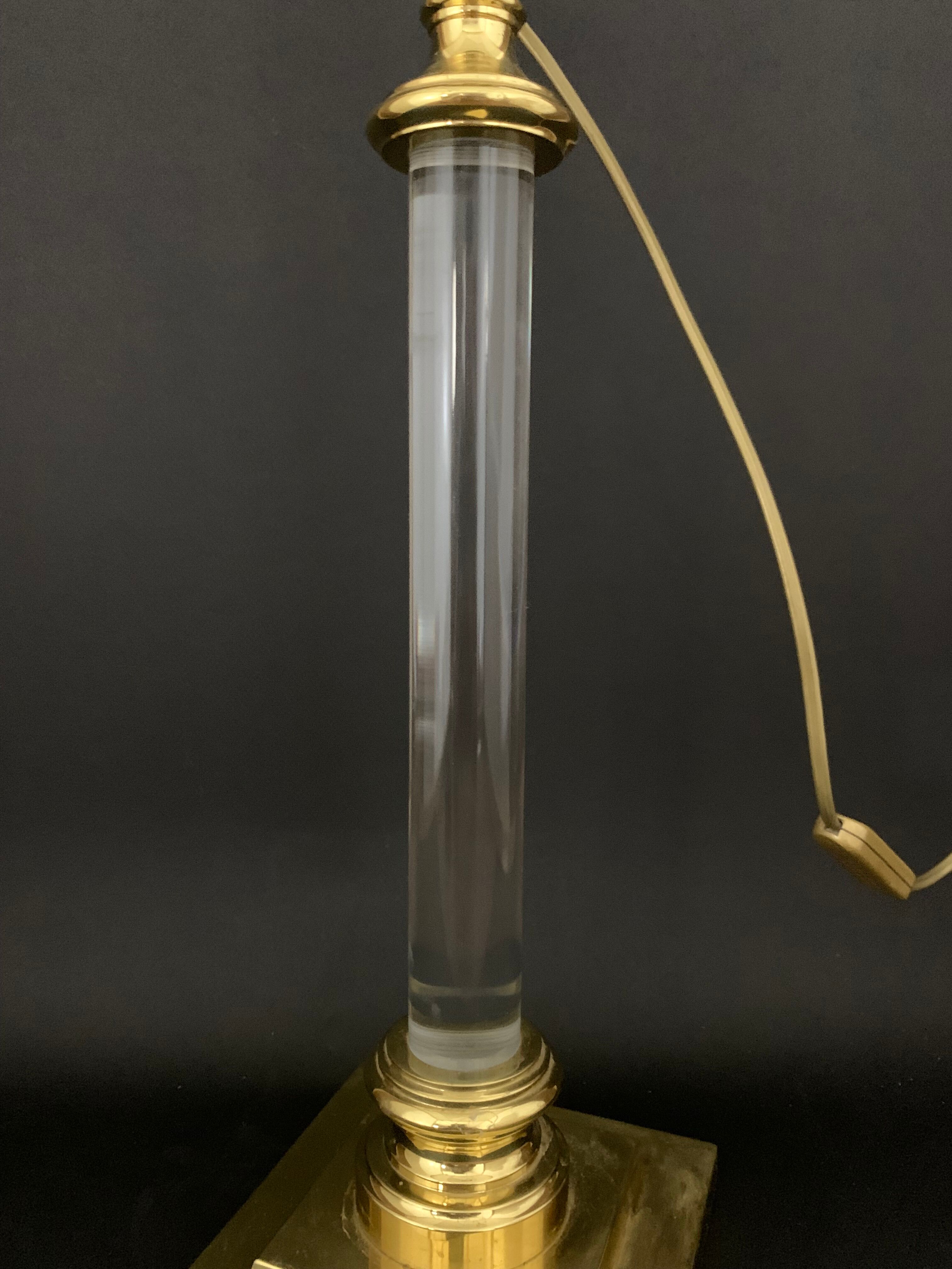 House the dolphin, lamp foot in plexiglass and gold metal design 1970