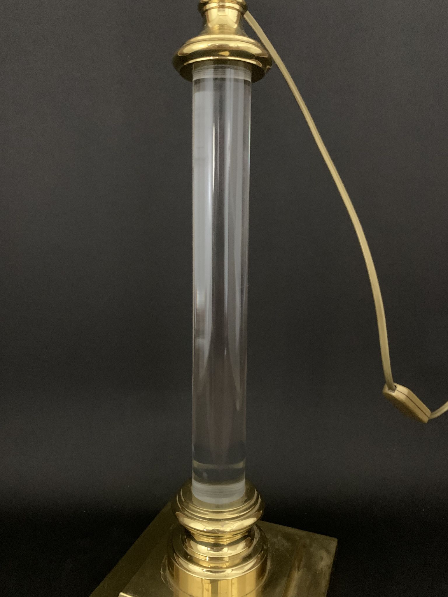 House the dolphin, lamp foot in plexiglass and gold metal design 1970