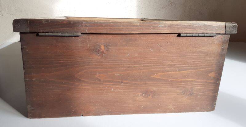 Old sloping pine display case