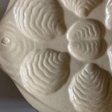 set of 6 oyster plates in ivory Gien earthenware 1960