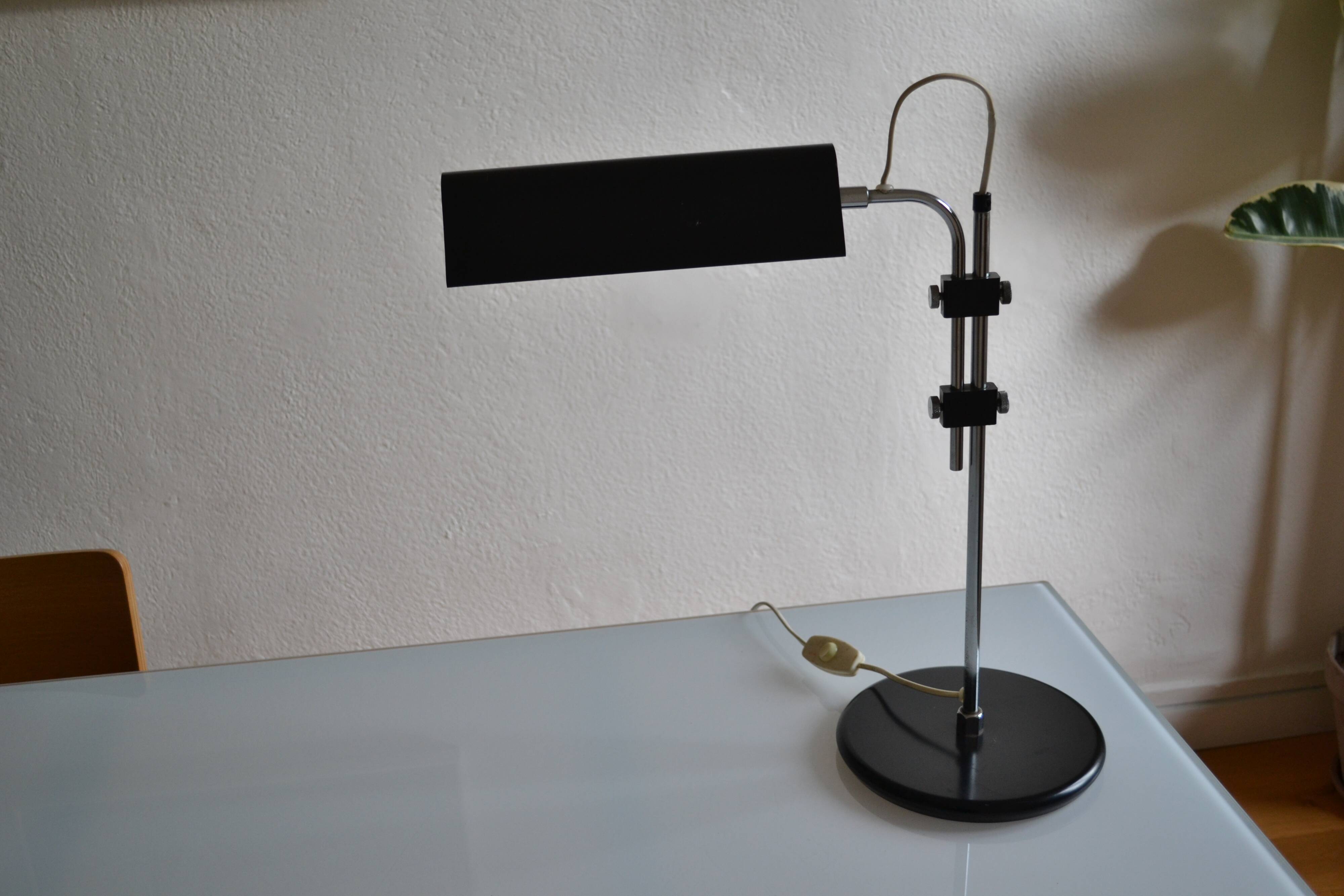 Vintage black modernist table lamp 50 1950 Bauhaus