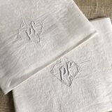 Pair of damask table napkins, monogram