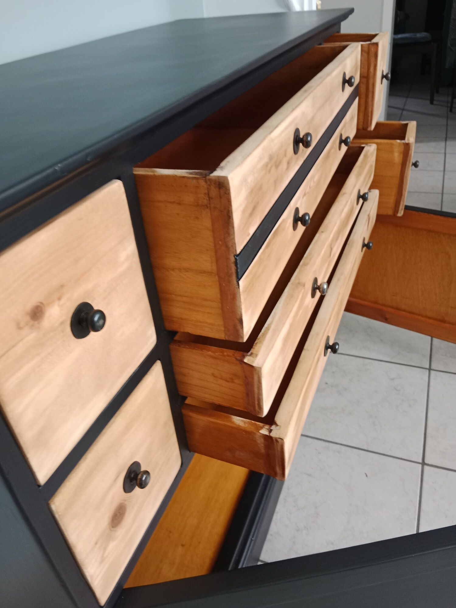 Buffet commode chiffonnier bois bahut meuble rangement tiroir bar bois industriel scandinave vintage