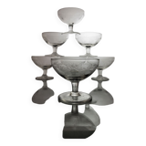 Set of 7 crystal champagne glasses