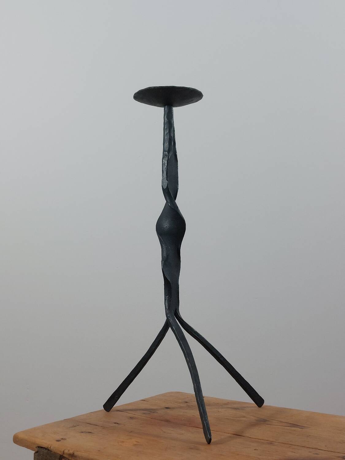 Vintage Mid Century brutalist handforged candleholder