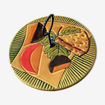 Plateau à fromage vintage Vallauris signé dimension : hauteur -13,5cm- diamètre -28cm-