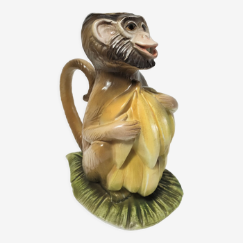 Zoomorphic pitcher monkey ceramic design Italy 80s
