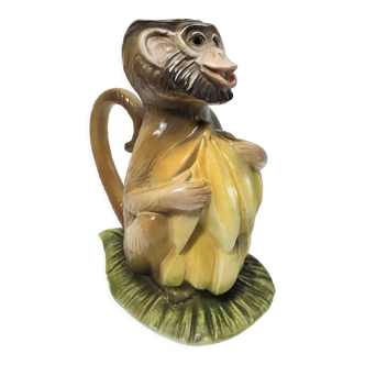 Zoomorphic pitcher monkey ceramic design Italy 80s