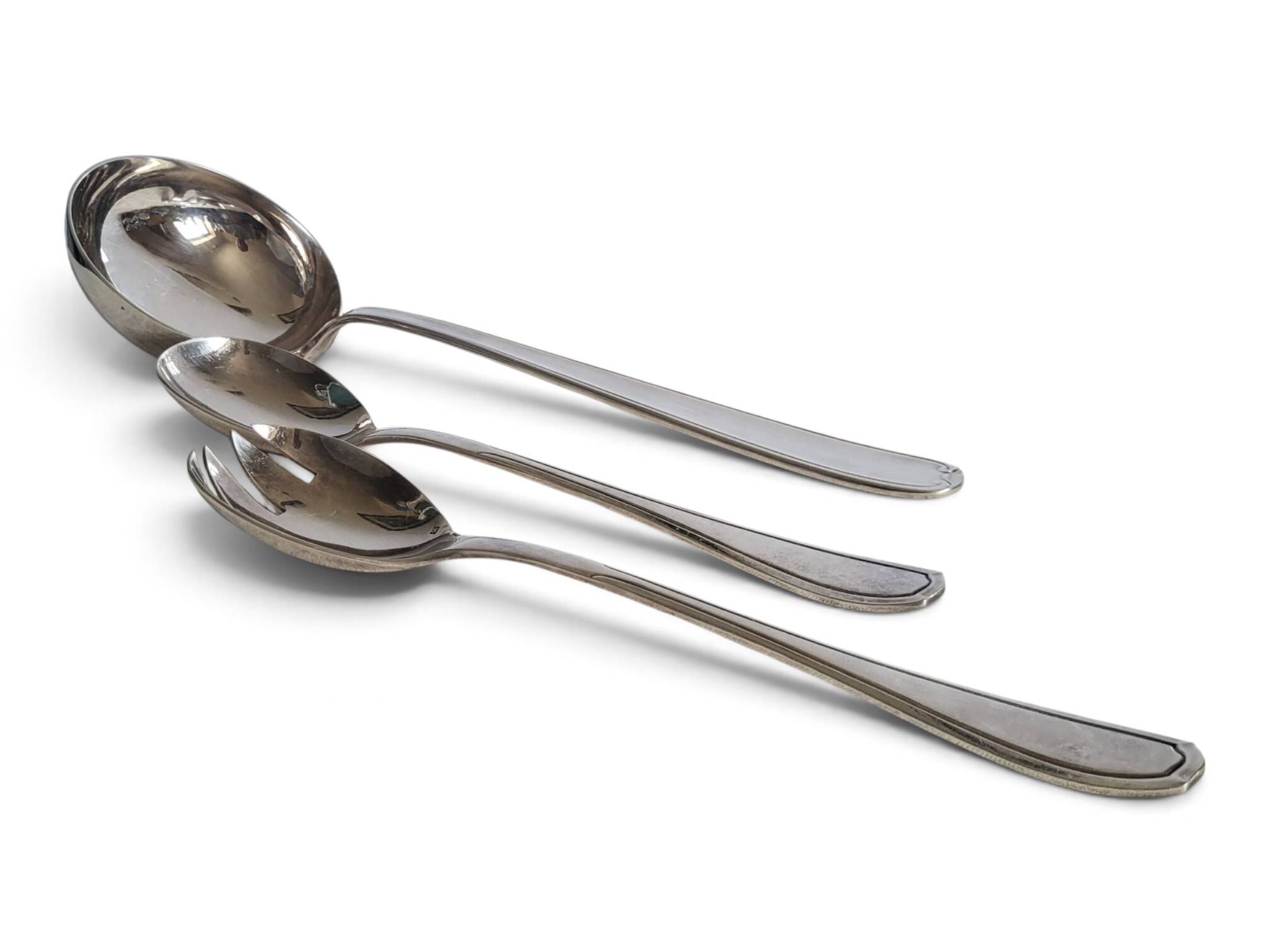 Silver-plated serving utensils - ladle, salad servers