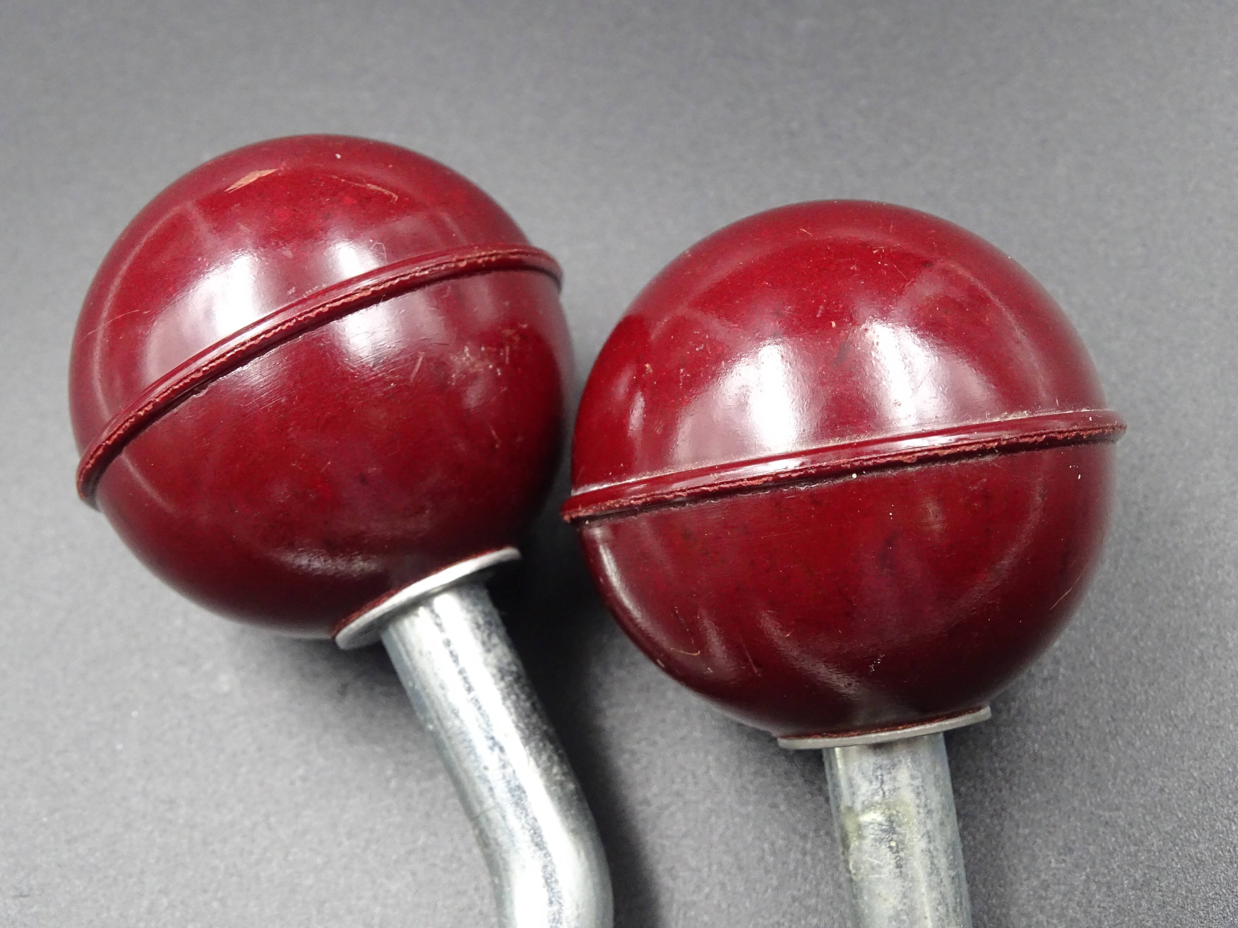 Two hooks in red bakelite and metal - around 1950