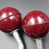 Two hooks in red bakelite and metal - around 1950