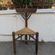 19th-century tripod corner chair, turned wood, Dutch rush.