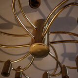 Mid century two-tier brass spiral 12 light chandelier by Helestra, 1970