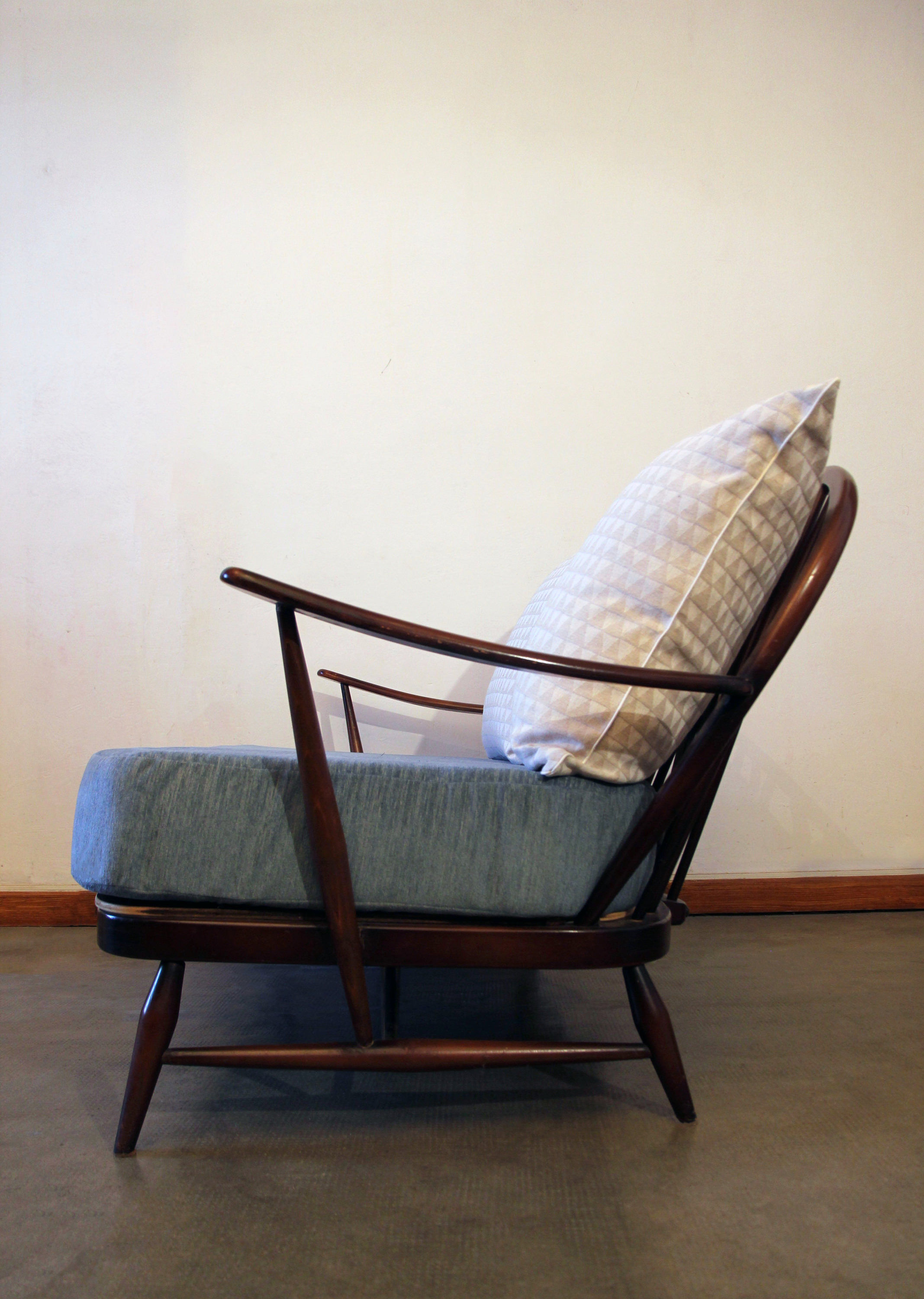 Ercol blue pastel sofa