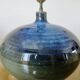 Impressive iridescent blue ceramic lamp with a gradient of green, circa 1960.