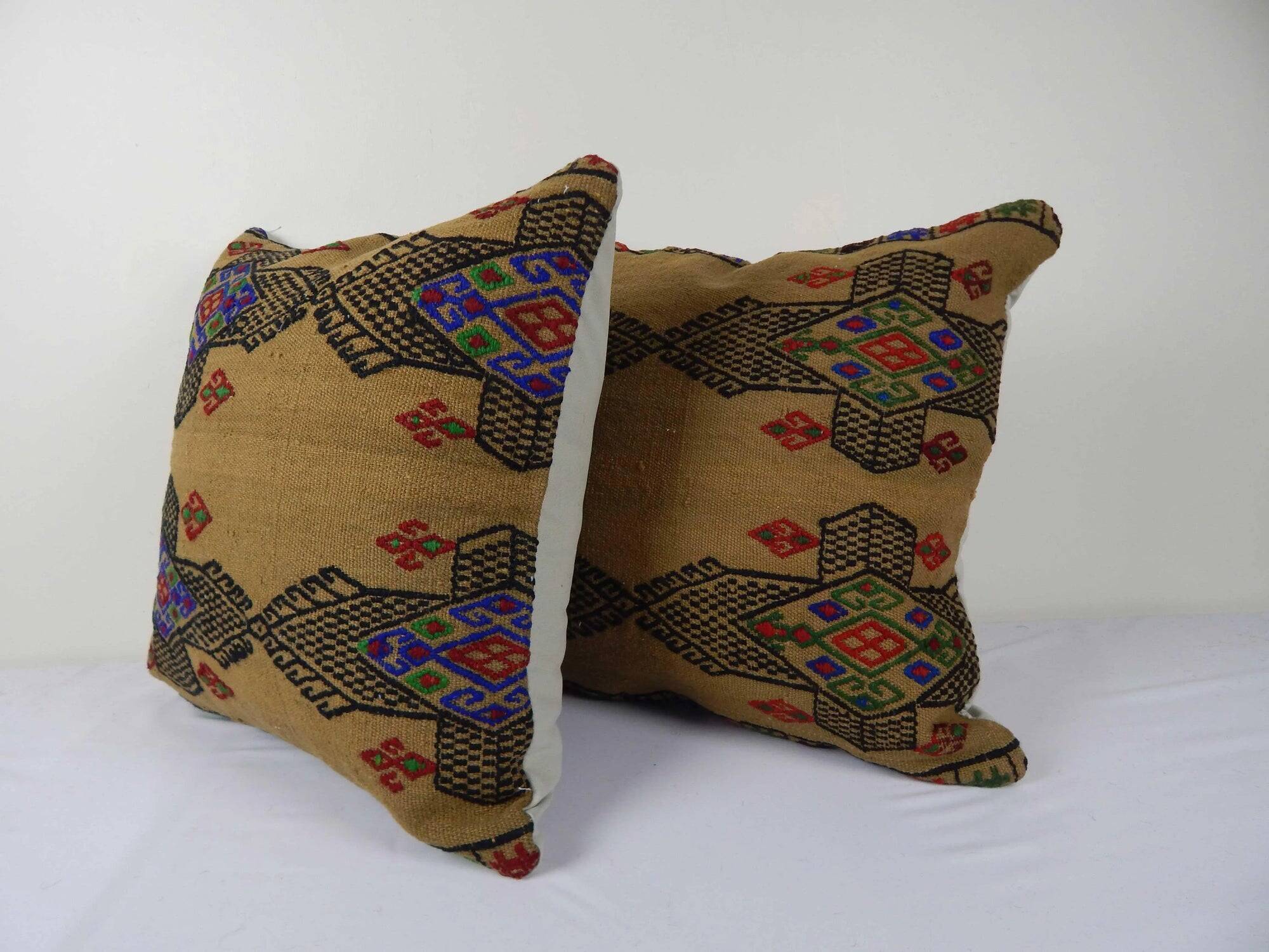 Set of 2 vintage kilim cushion covers 46x46 cm