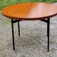 Vintage round table in blond mahogany by Gérard Guermonprez Editor Magnani, metal base