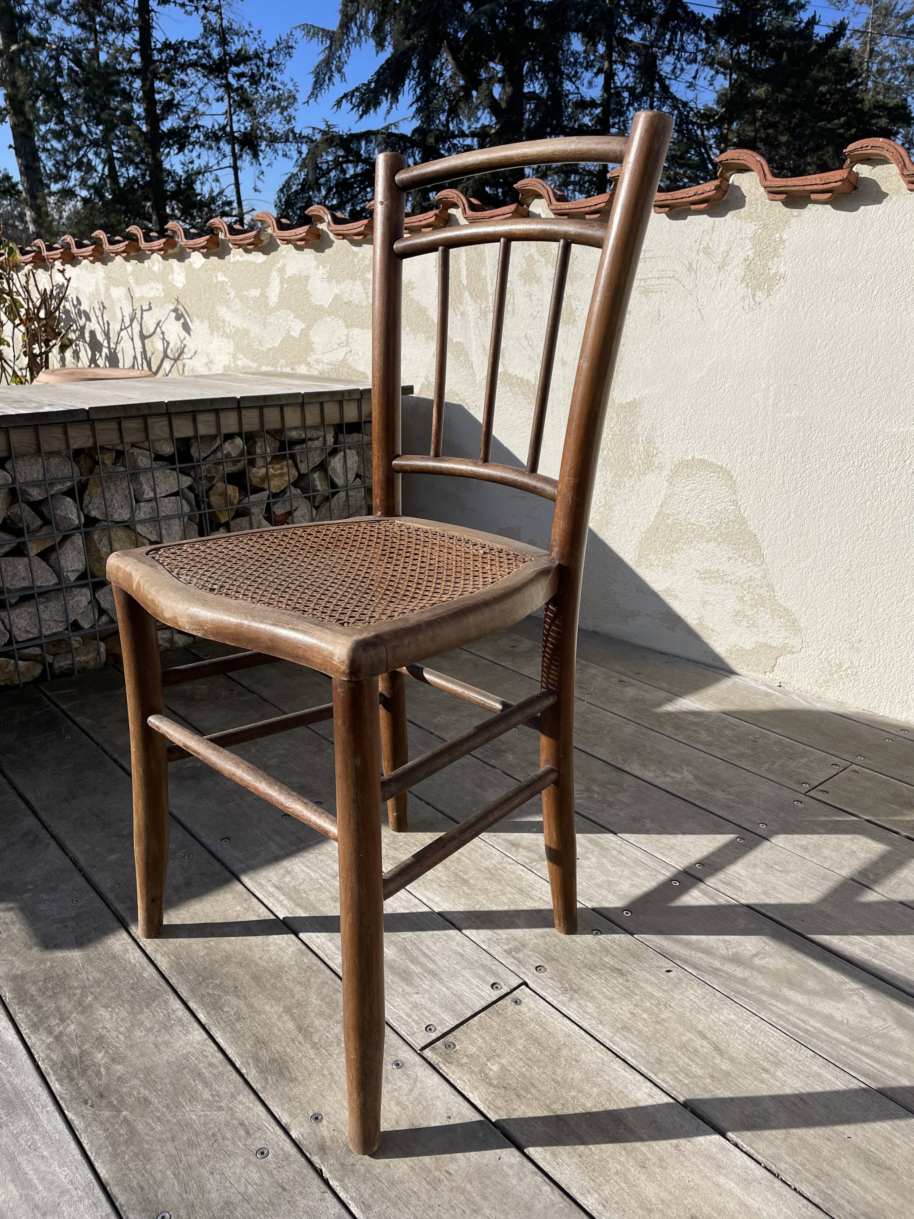 Wooden and cane chair