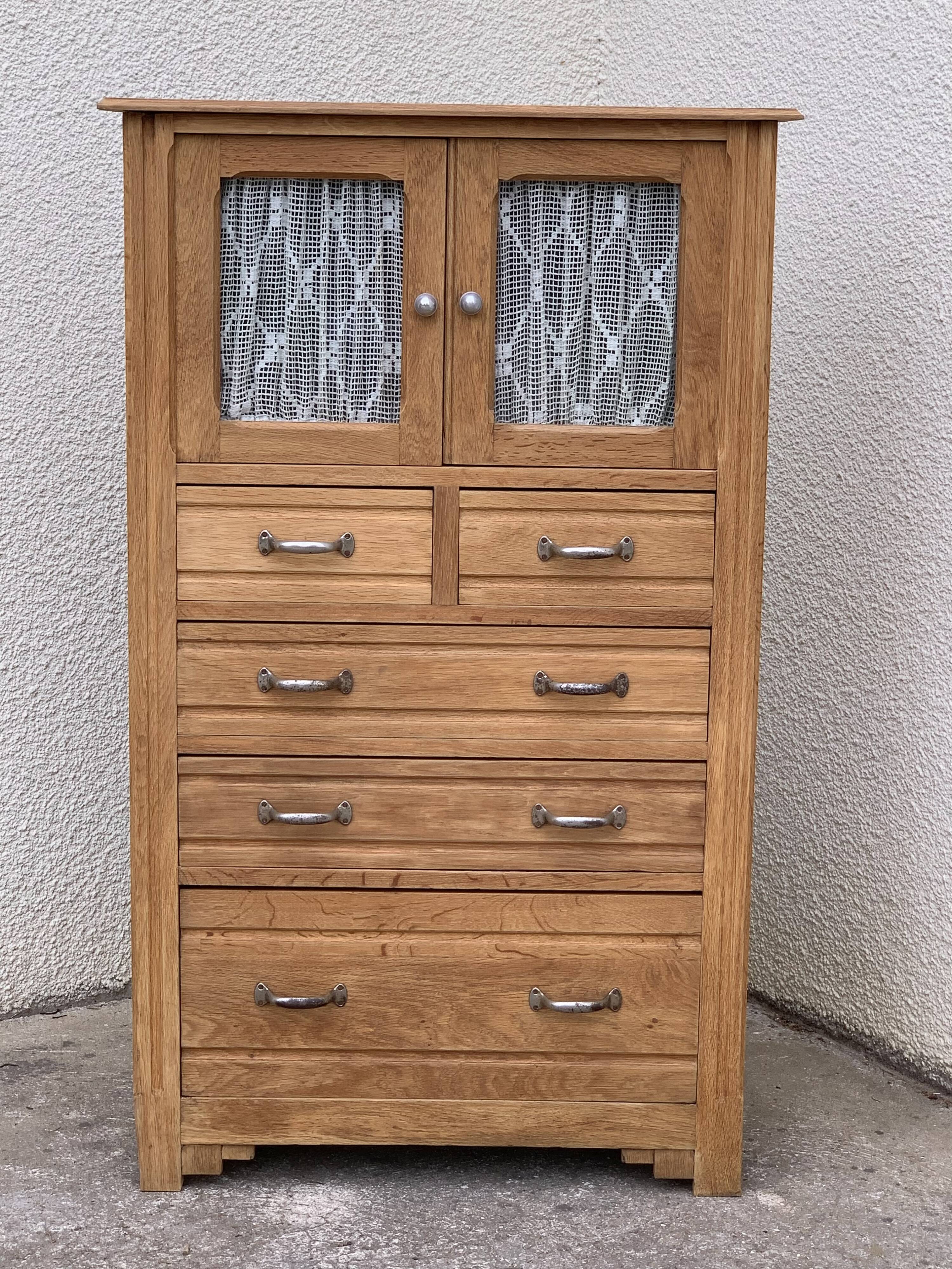 Buffet parisien vitré 1920 bois brut massif