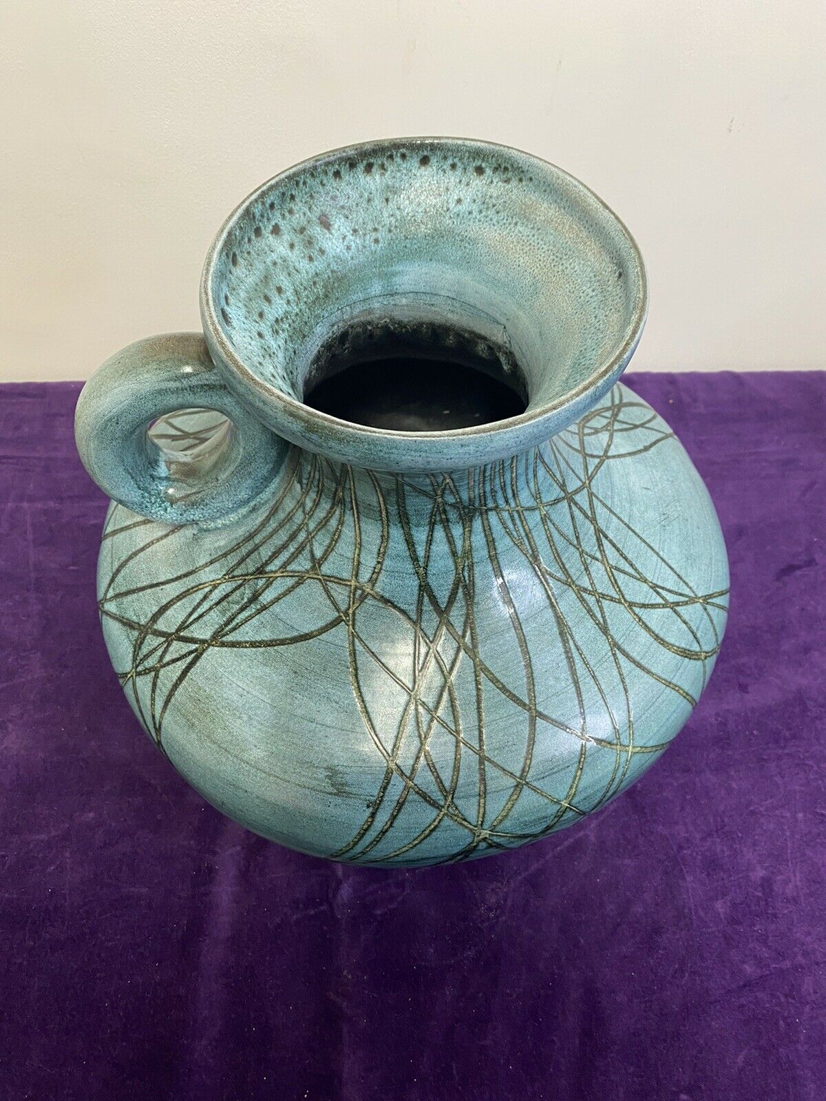 Vintage handle vase blue jeans Austruy Despinasse