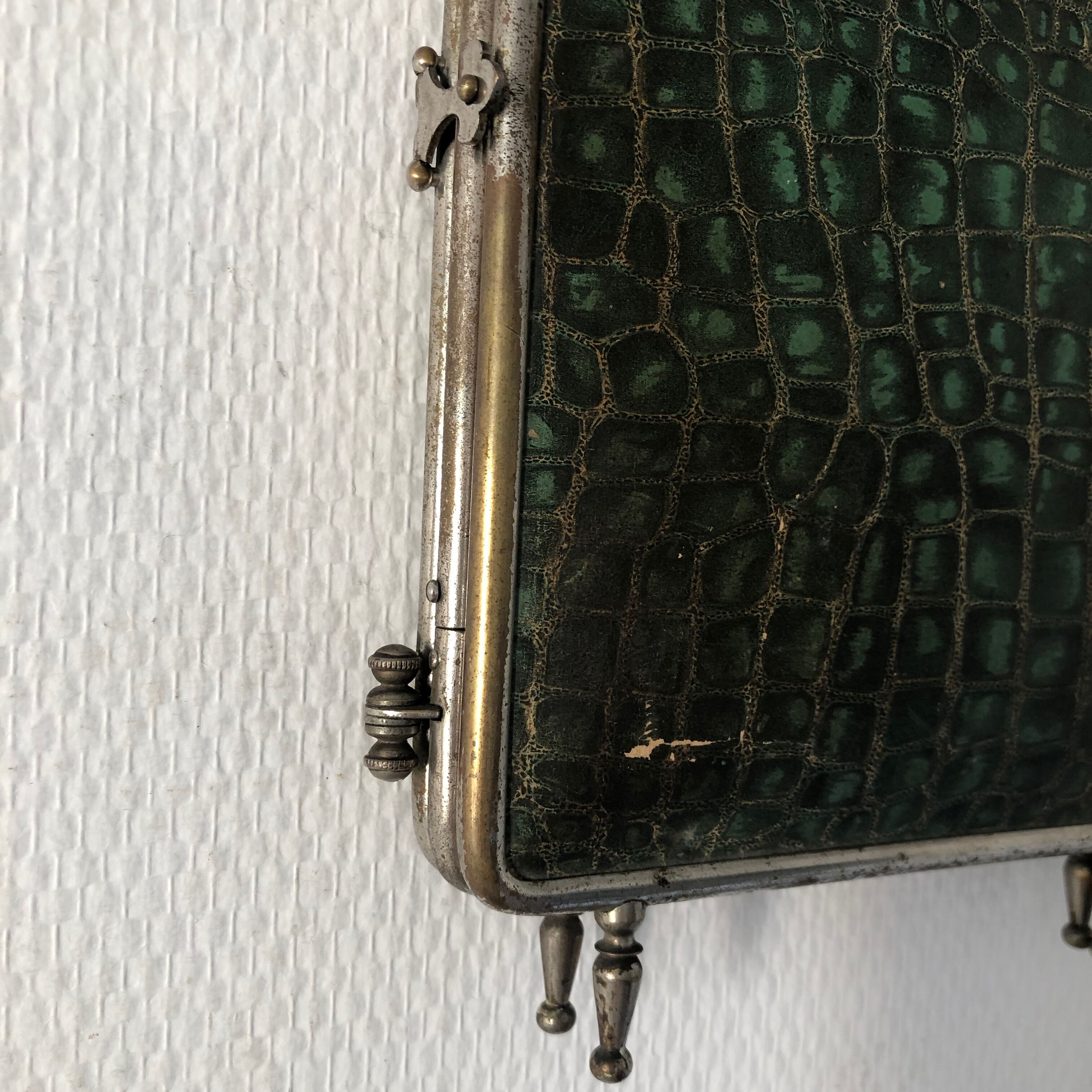 Triptych mirror barber-fir tree 27x58 vintage 1930