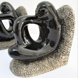 Pair of sculptural ceramic bookends design 70s