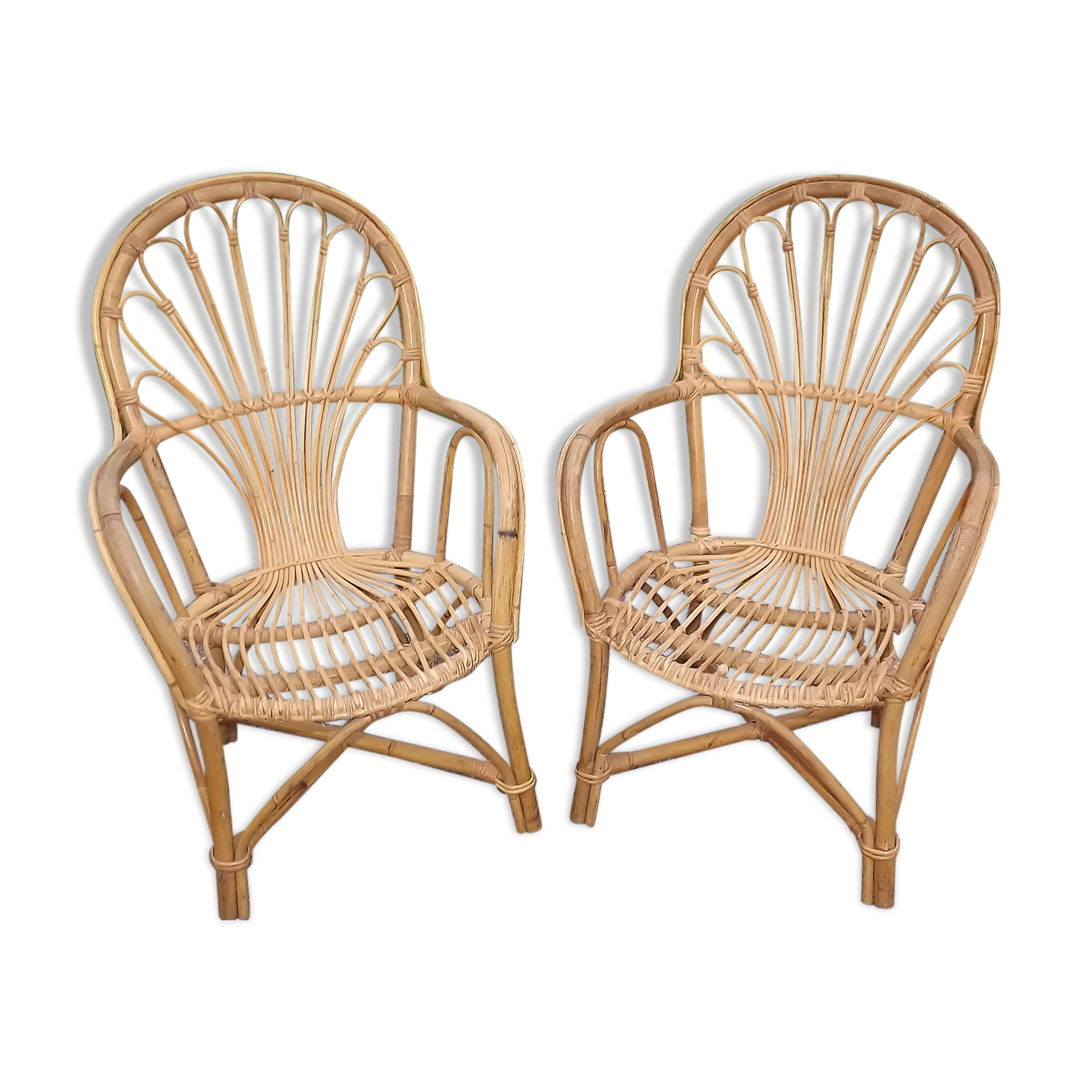 Paire de fauteuils en rotin vintage