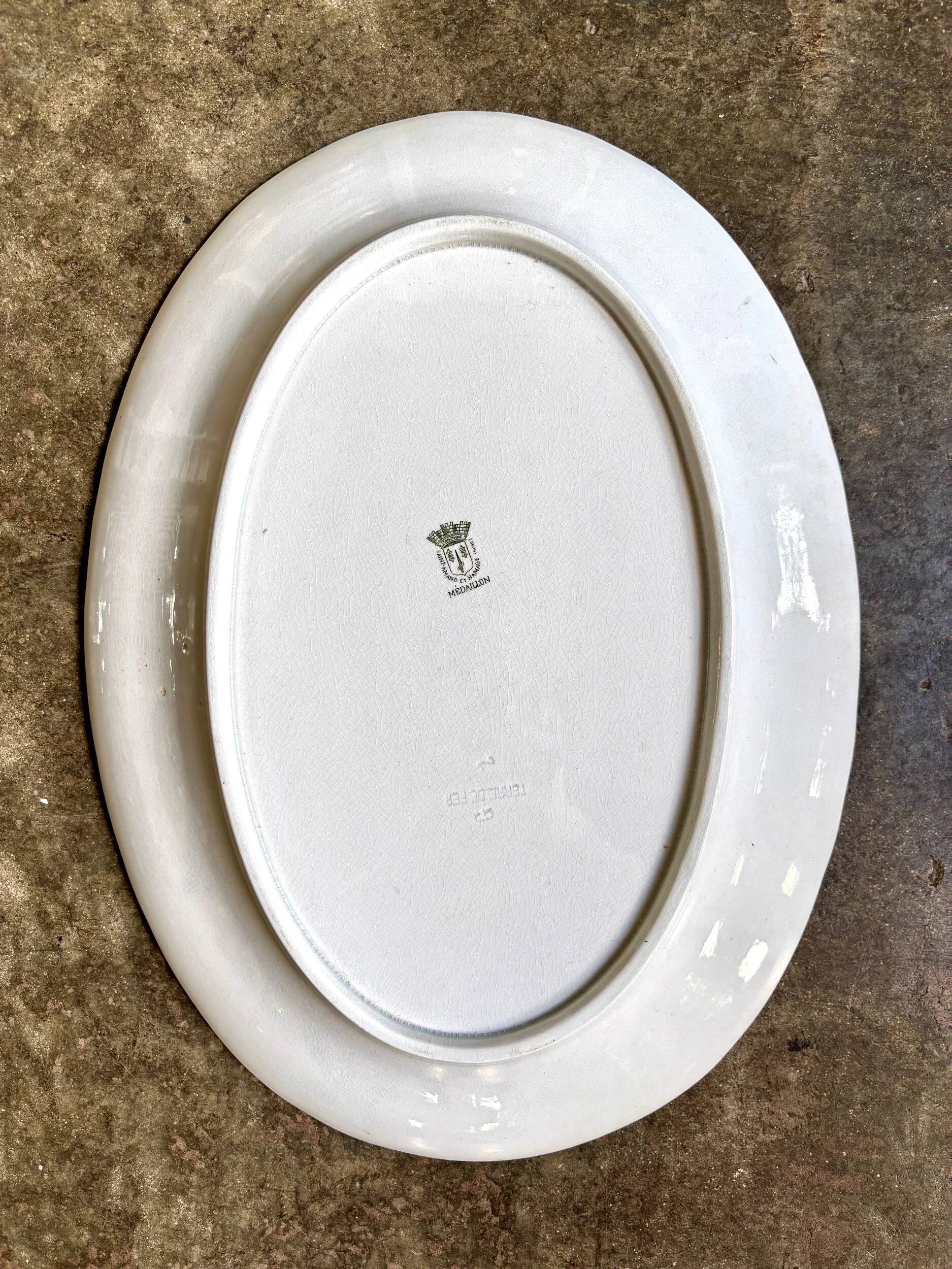 Oval ironstone dish from St Amand and Hamage, "Medallion" service